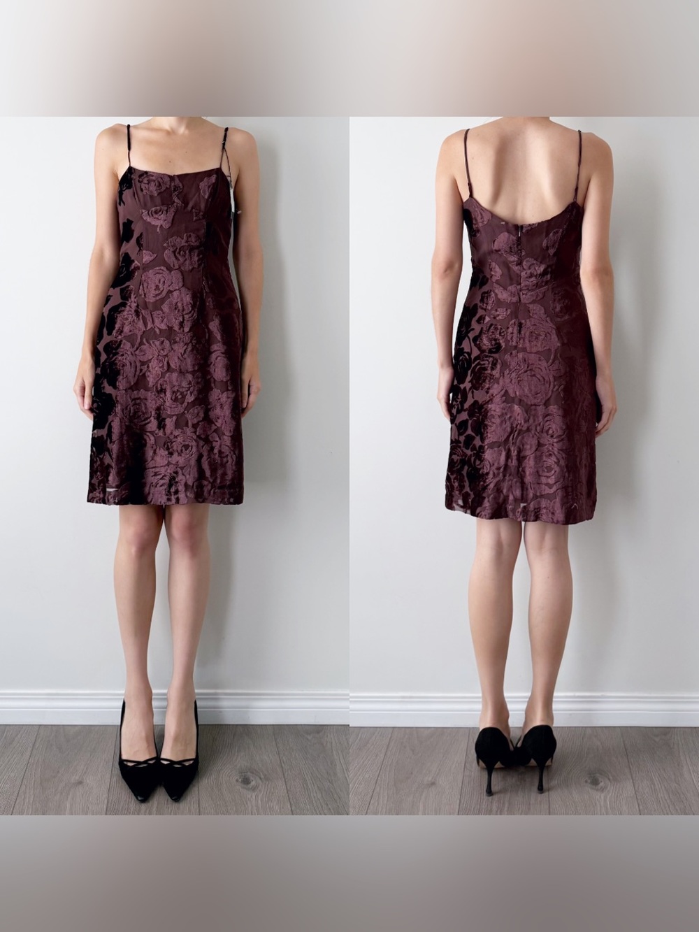 Anna Sui brown burnout floral midi dress